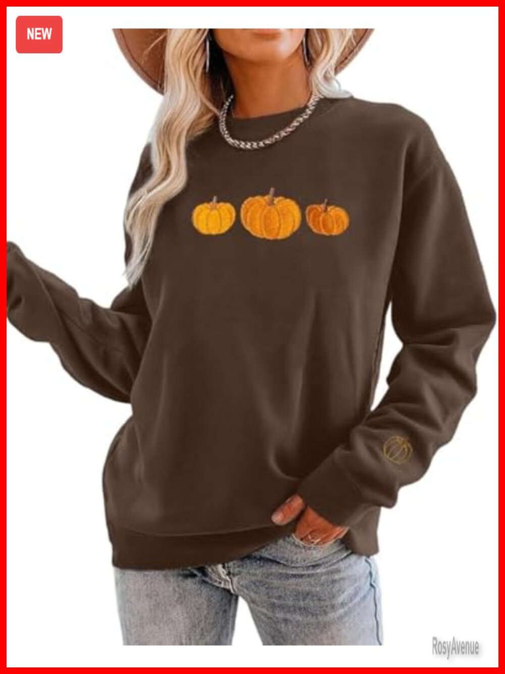 Pumpkin Graphic Crewneck Sweatshirt Long Sleeve Pullover Embroidered Cotton